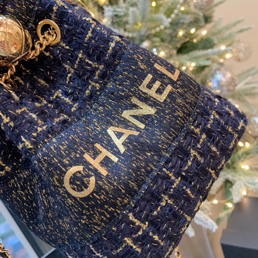 VIP Luxury Tweed Bucket Tote Bag