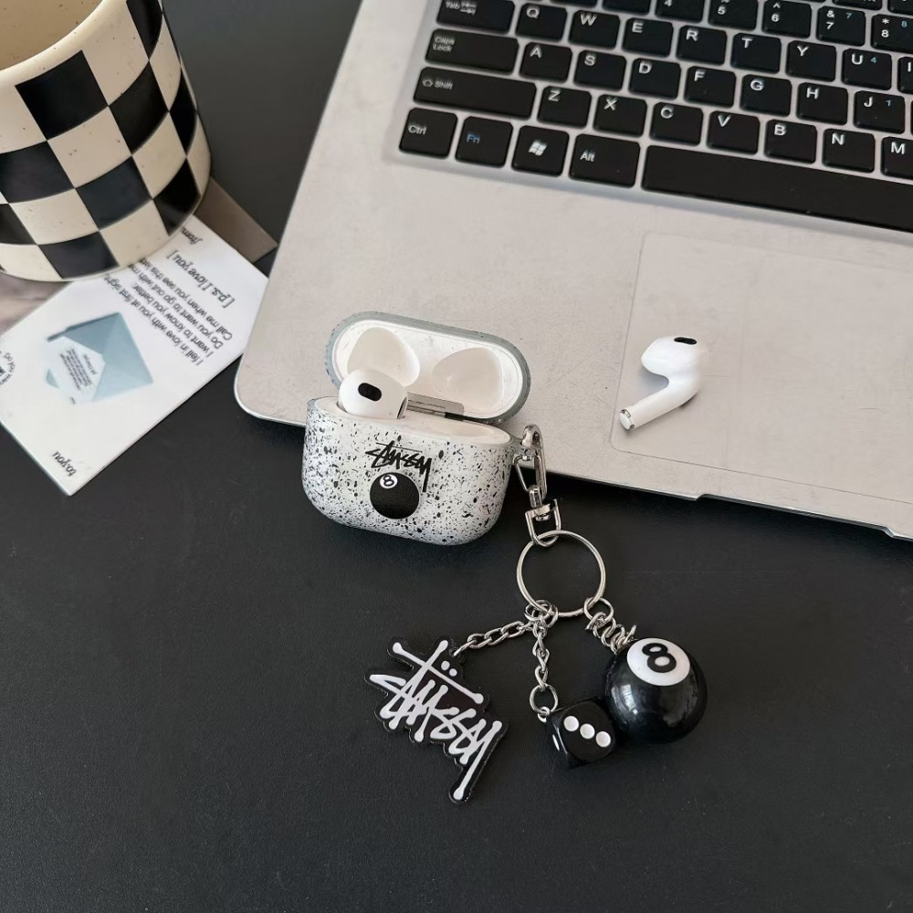 Splatter design Stussy style charm AirPod Case