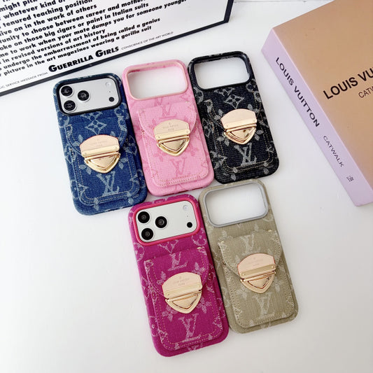 Monogram Denim Phone Case with Card Holder