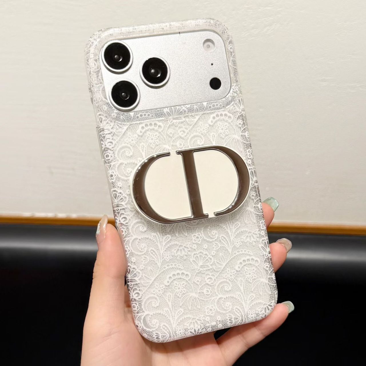 Dior Lace Mirror Phone Case – iPhone 15–18