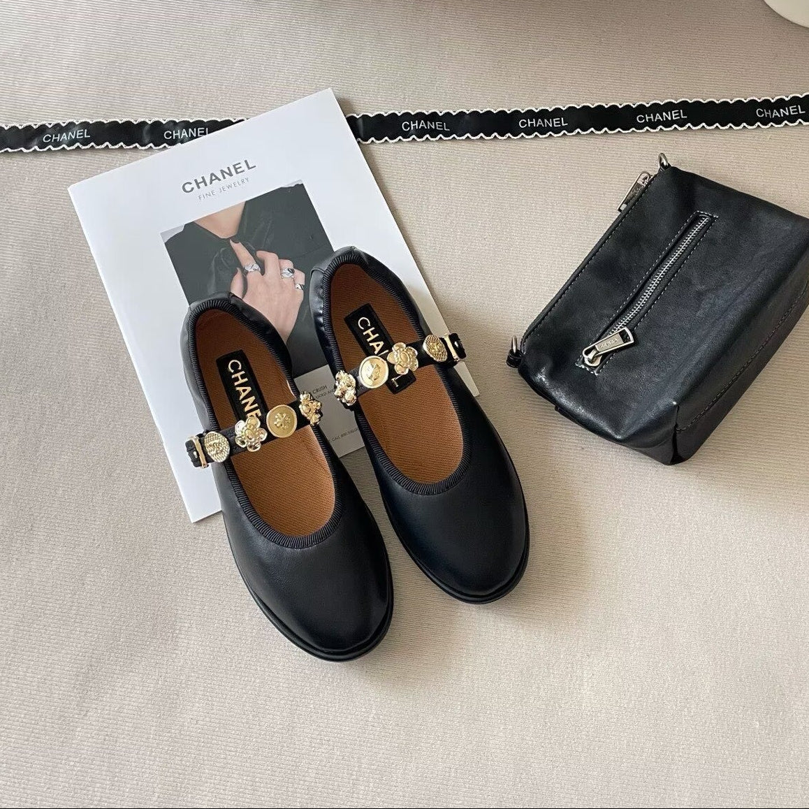 Charm-Strap Ballerina Flats