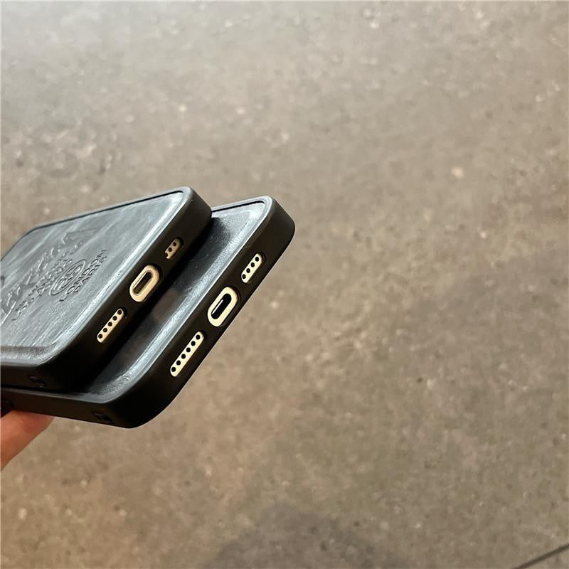Black Stussy Leather Textured iPhone case