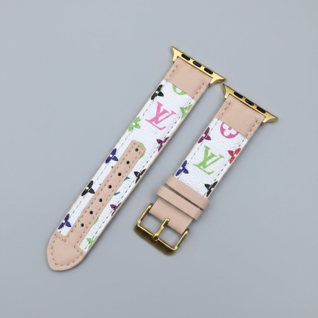 Multicolor Leather Canvas Apple Watch Strap