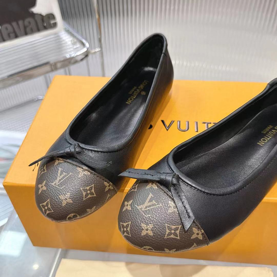 Darling Ballerina Monogram Flats - Black