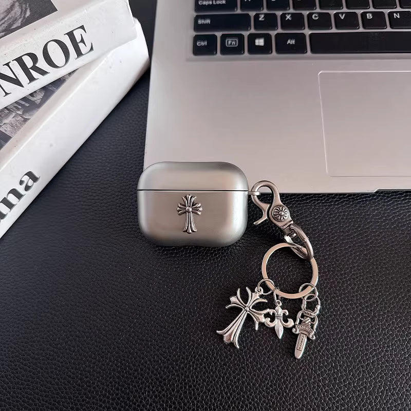 Metallic Chrome Cross AirPod Case with Charms | Cop This Case