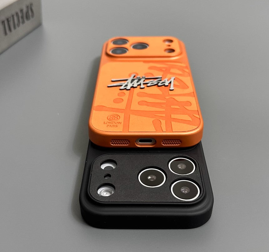 Street Script Raised Logo Case – Black & Orange