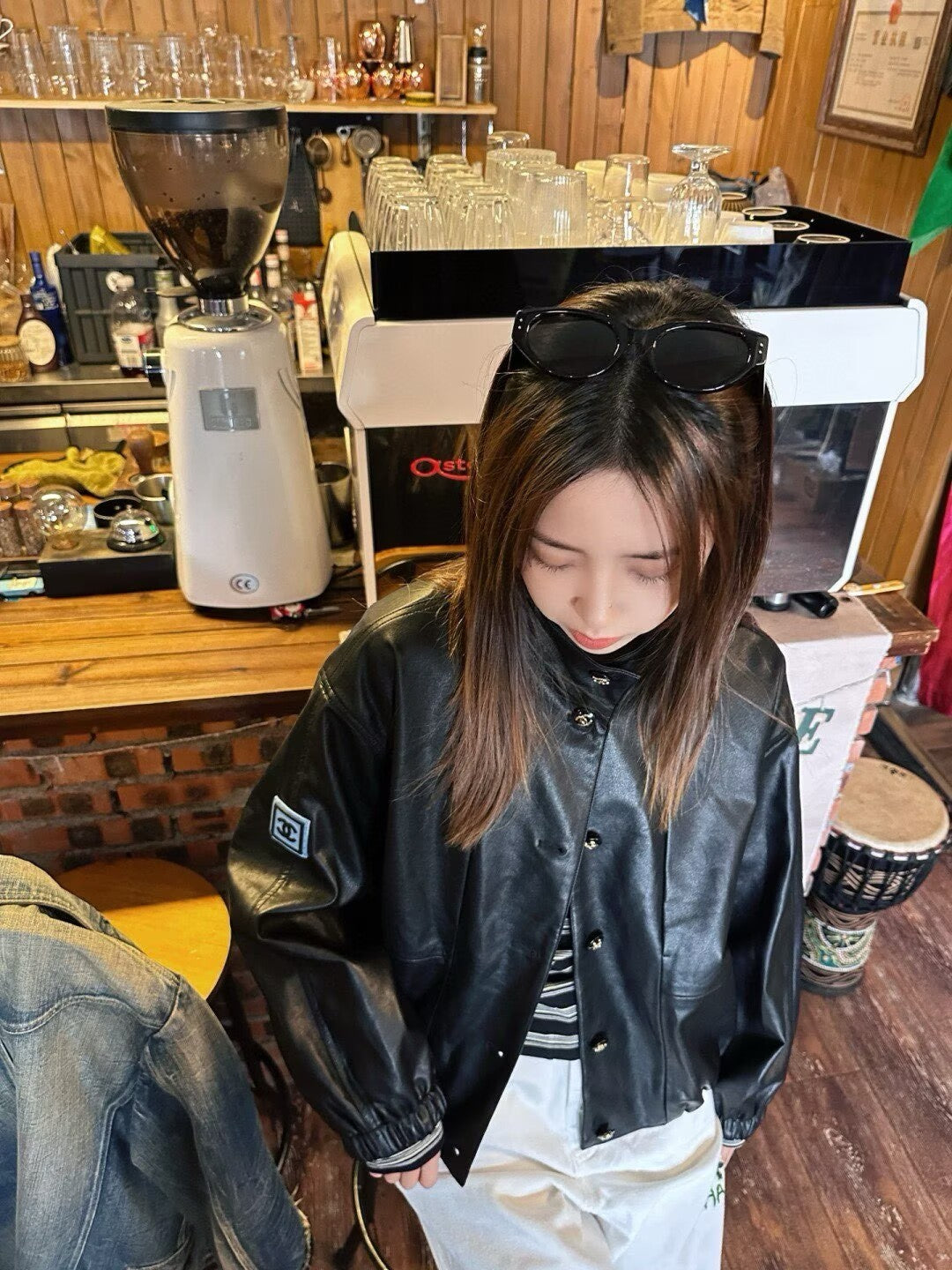 Oversized Luxe Leather Look Bomber Jacket