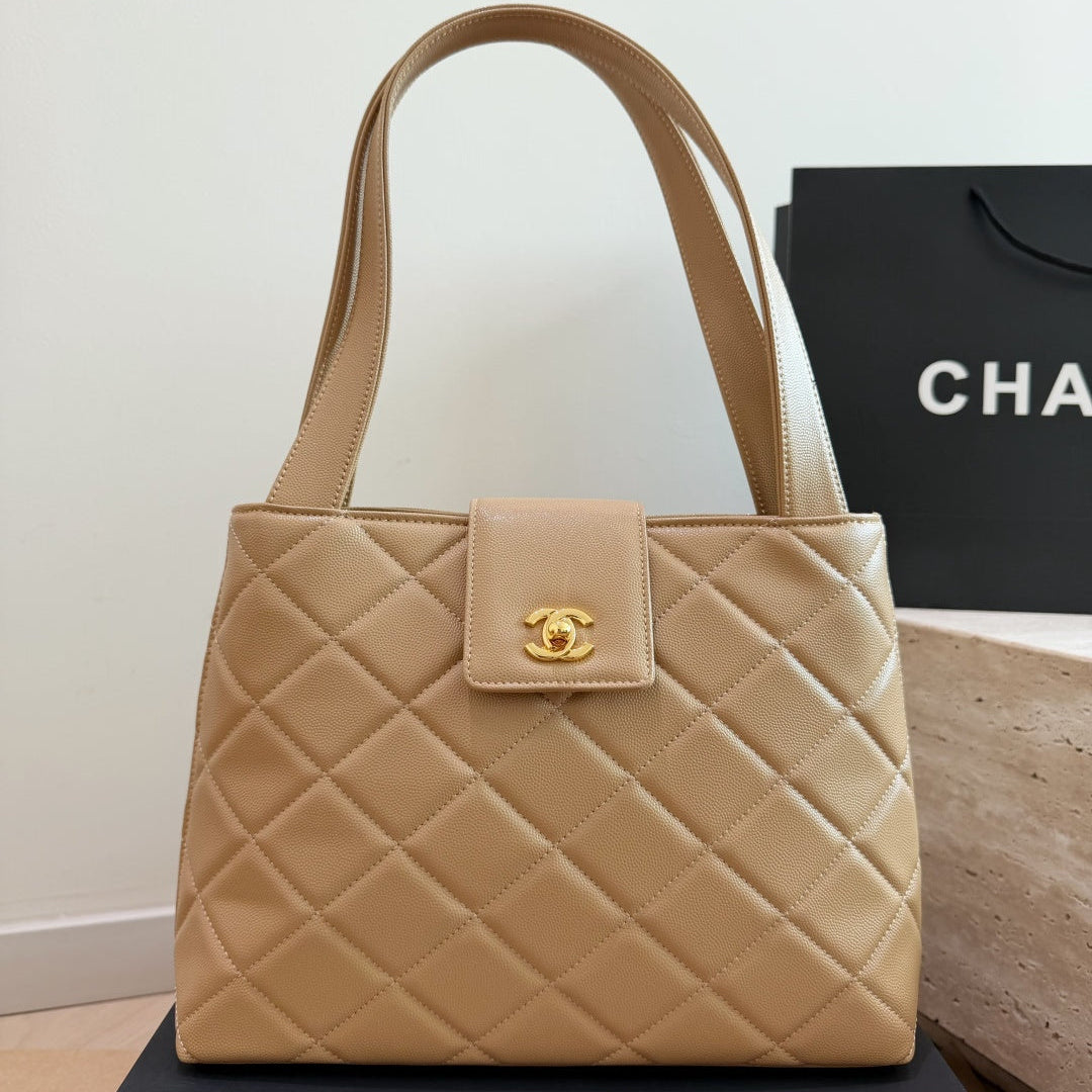 Caviar Leather Diamond Flap Tote