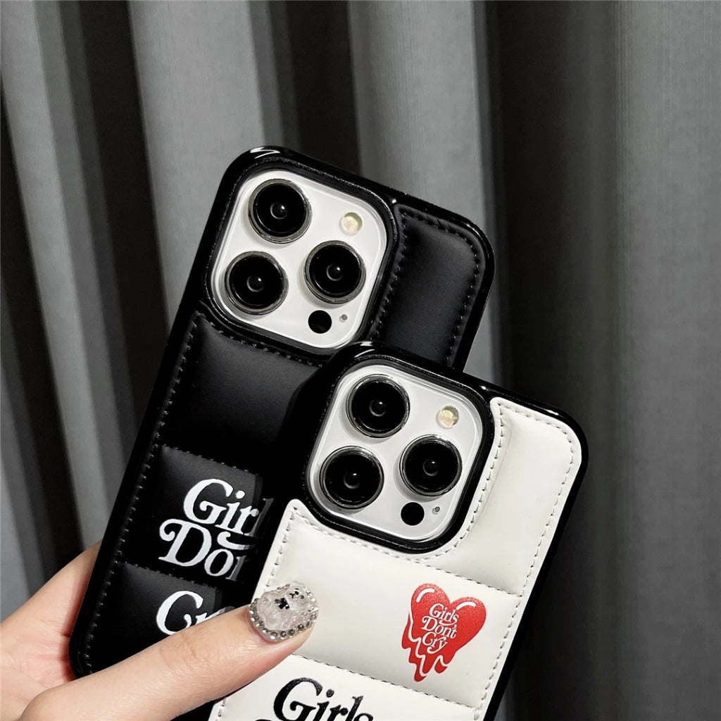 Don't Cry Heart Puffy iPhone Case