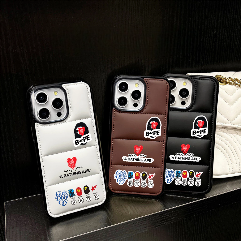 Ape x Don't Cry Down Filled Puffer iPhone case