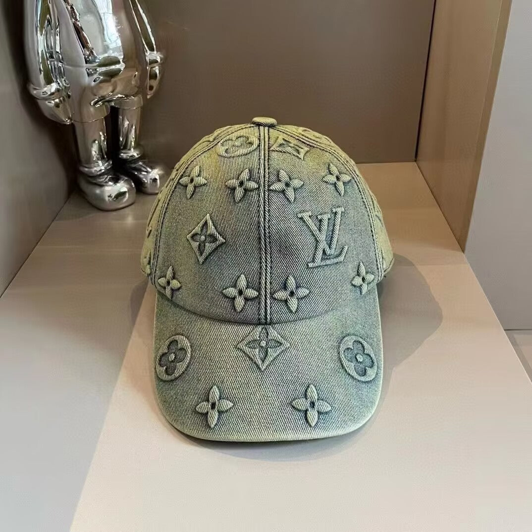Denim Raised Monogram Cap