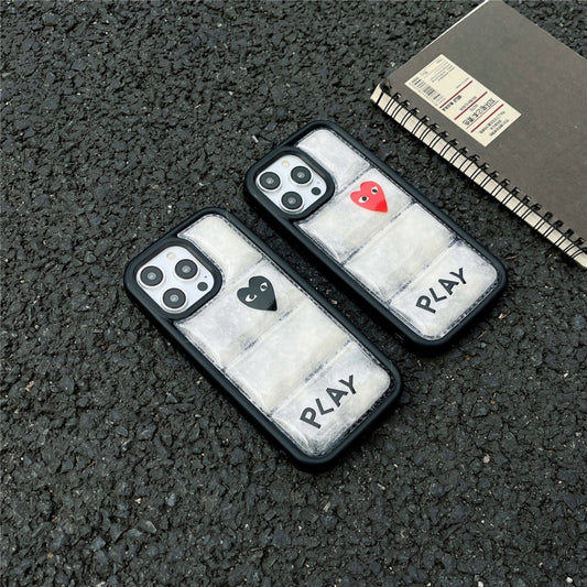 Hearts Black or red Clear Puffer iPhone case