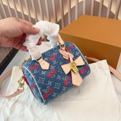 Mini Denim Cherry Speedy Bag