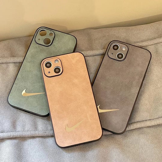 Neutral Suede Swoosh Design iPhone case