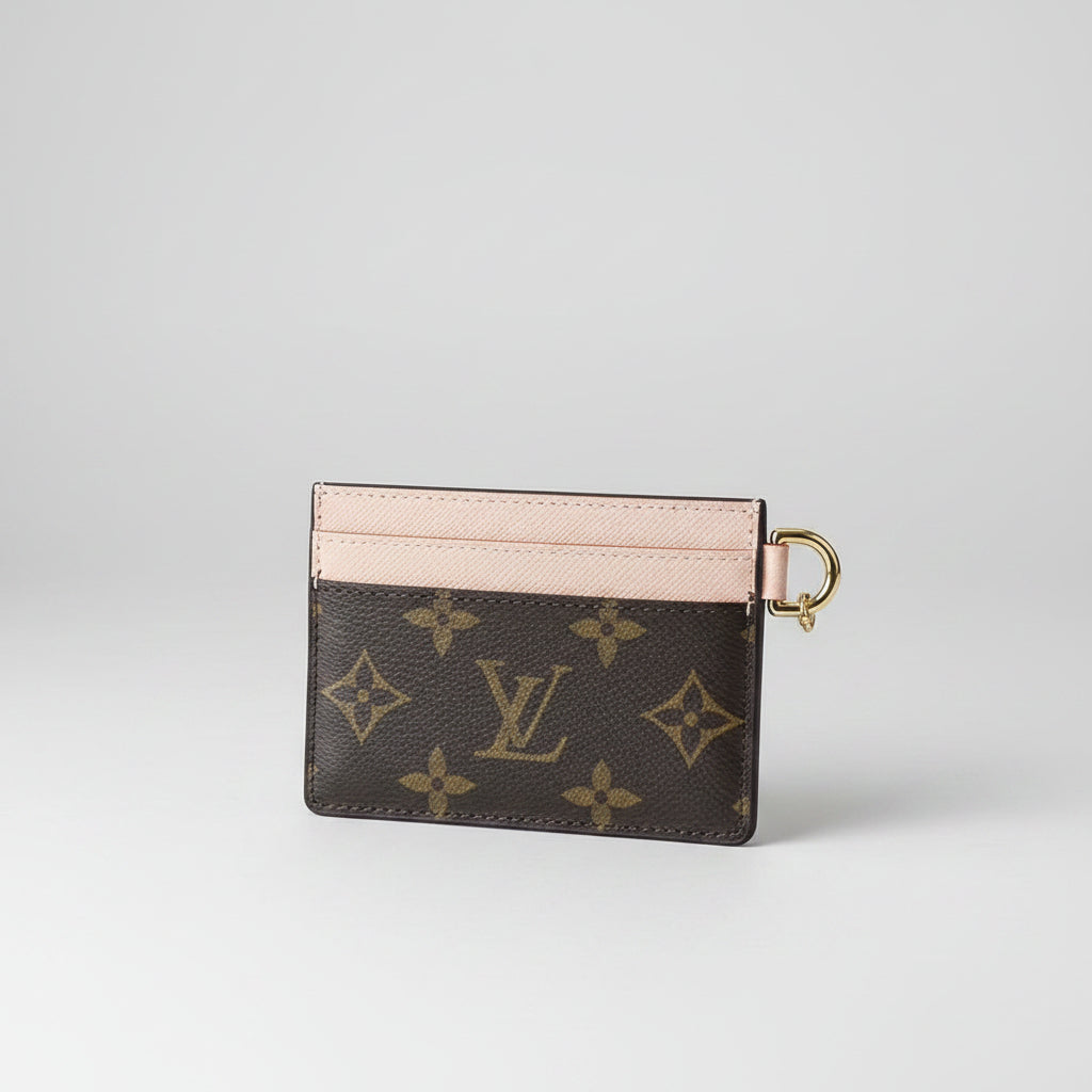 Monogram Charm Card Holder-Pink