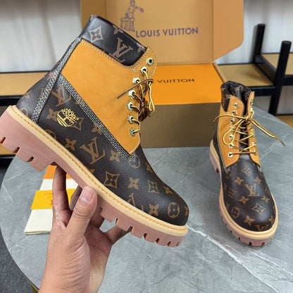 L X Timberland Nubuck Monogram Boots Brown