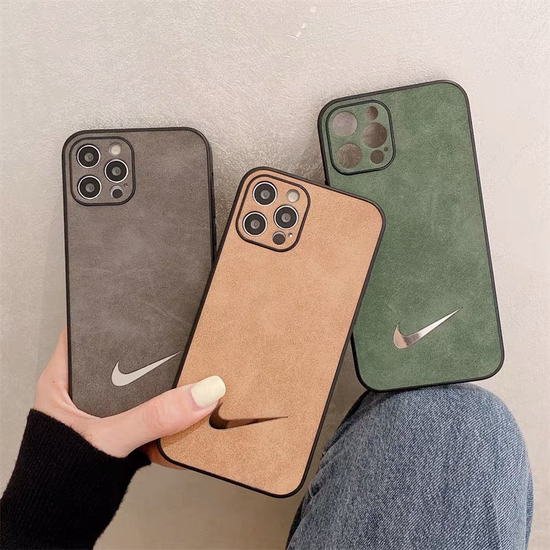 Neutral Suede Swoosh Design iPhone case