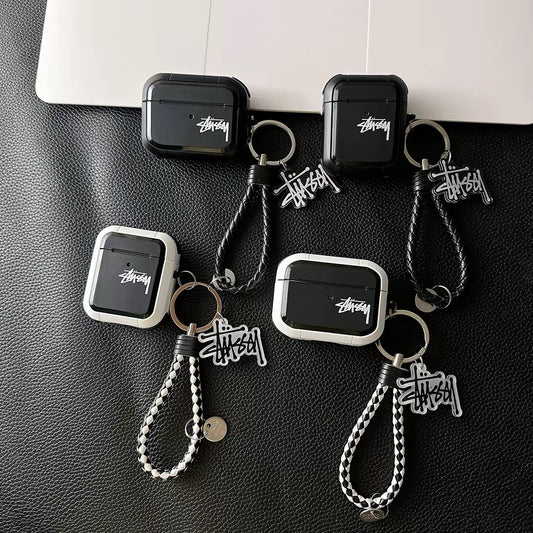 Streetwear Skater Logo  AirPod Case with Braid Strap
