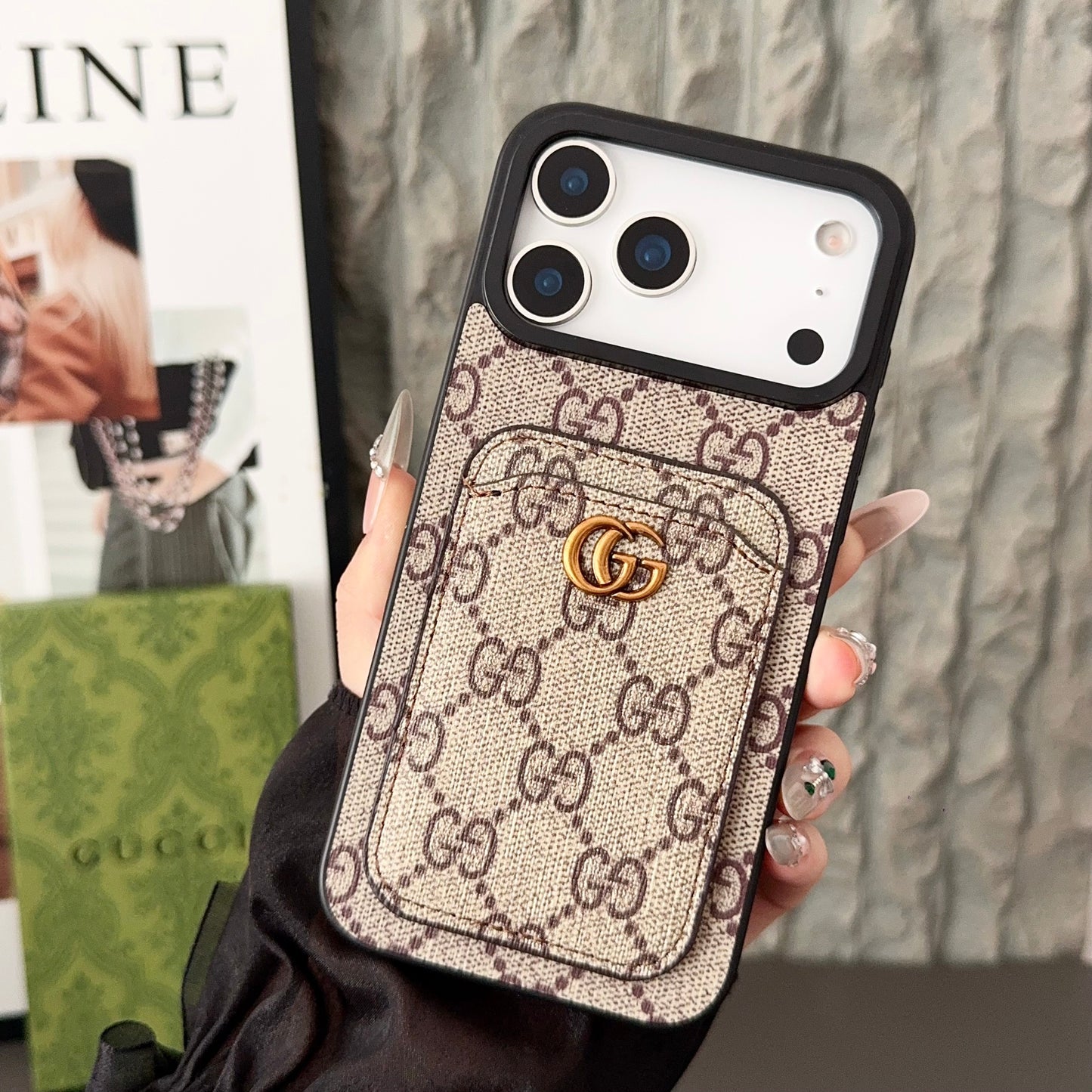 Designer Canvas iPhone Case with Card Holder