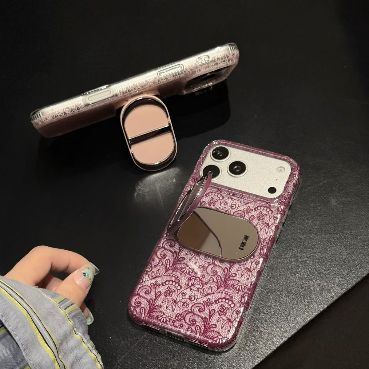 Dior Lace Mirror Phone Case – iPhone 15–18
