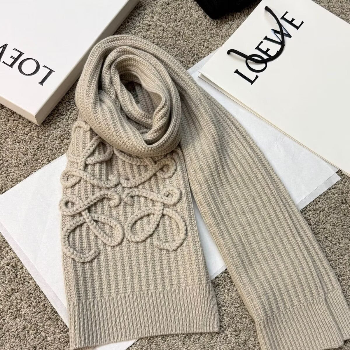 Designer Textured Knit Scarf