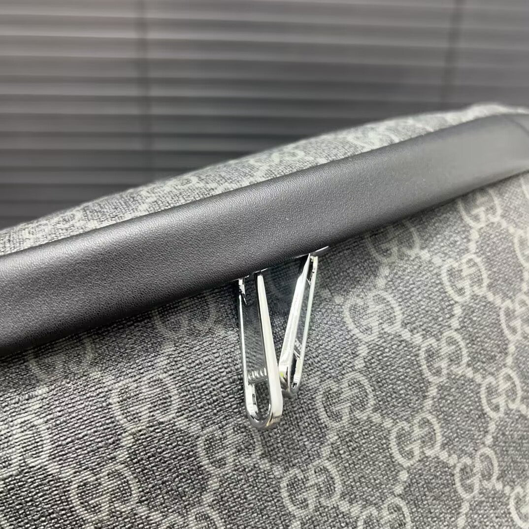 G Canvas Leather Belt Bag - Grey/Black