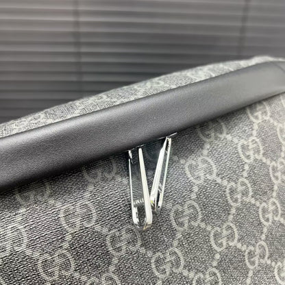 G Canvas Leather Belt Bag - Grey/Black