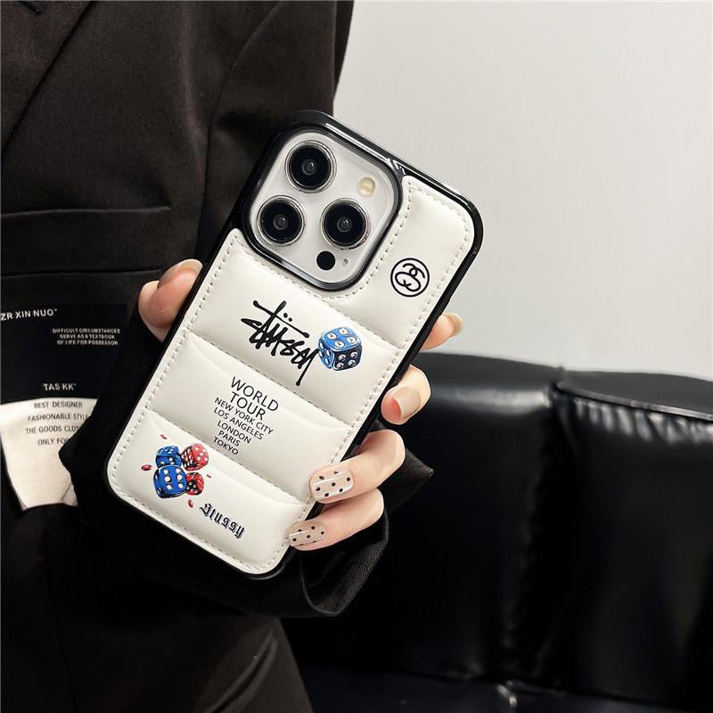 Stussy Style Dice design puffy iPhone case