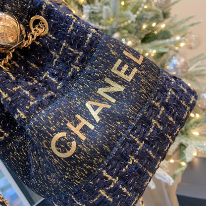 VIP Luxury Tweed Bucket Tote Bag