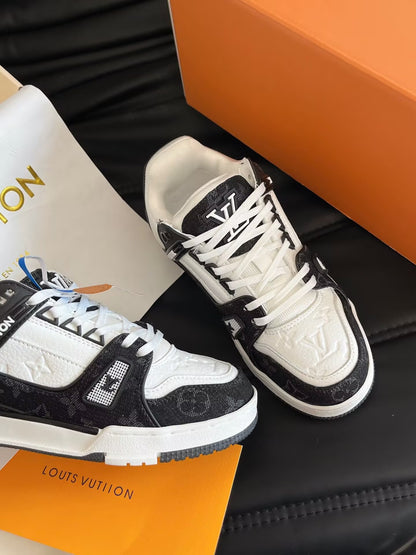 Monogram Denim Skate Sneakers – Black