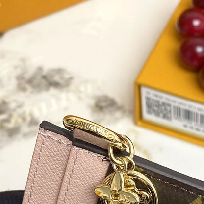 Monogram Charm Card Holder-Pink