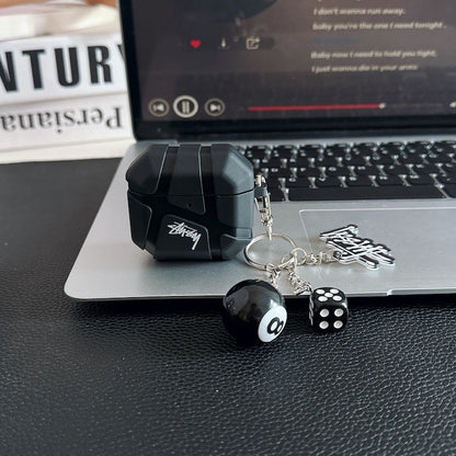 Black Stussy style charm AirPod Case