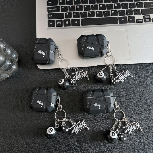 Black Stussy style charm AirPod Case