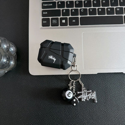 Black Stussy style charm AirPod Case