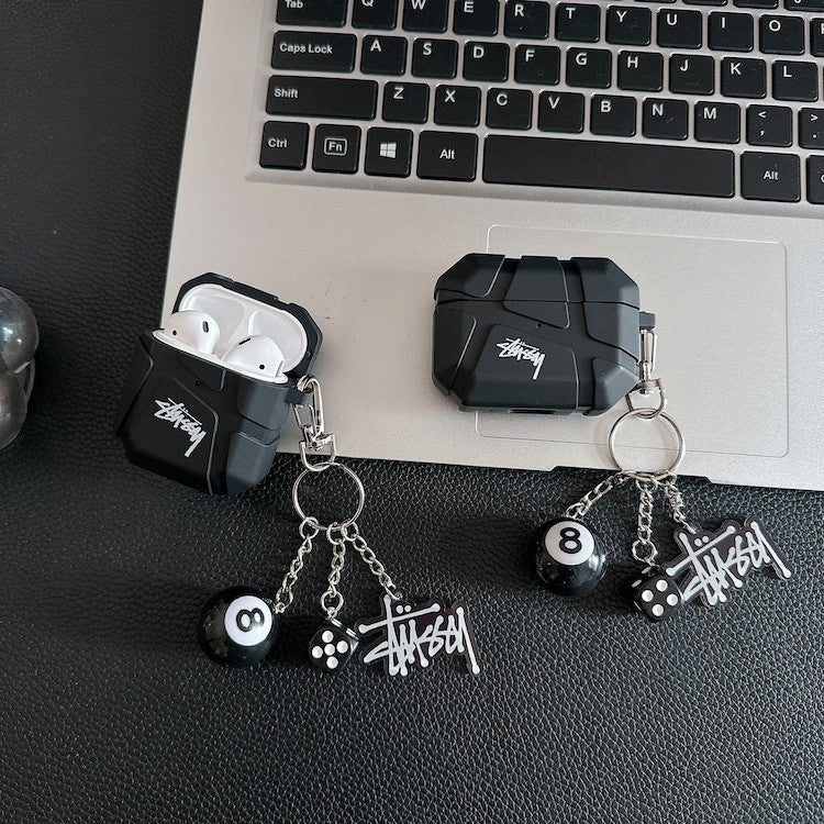 Black Stussy style charm AirPod Case