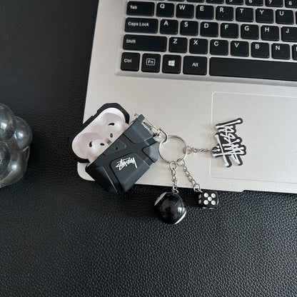 Black Stussy style charm AirPod Case