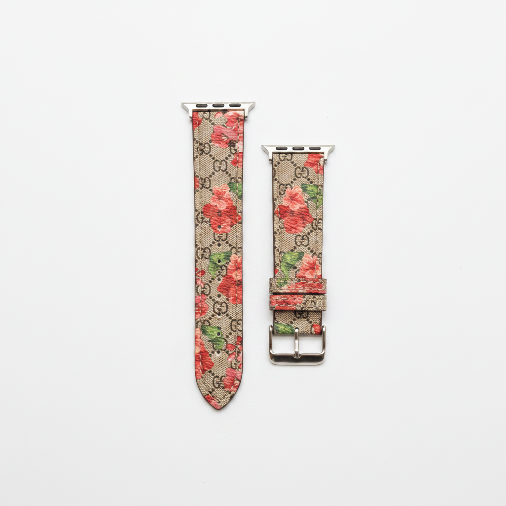 Floral Blooms Canvas Leather Apple Watch Strap