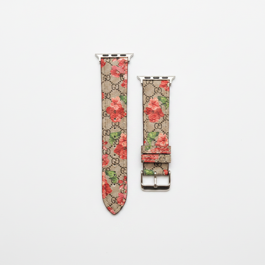 Floral Blooms Canvas Leather Apple Watch Strap