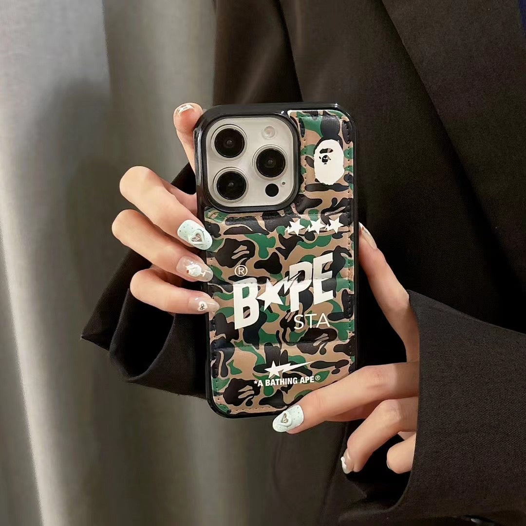 Camo Design Ape Style Down Filled Puffer iPhone case