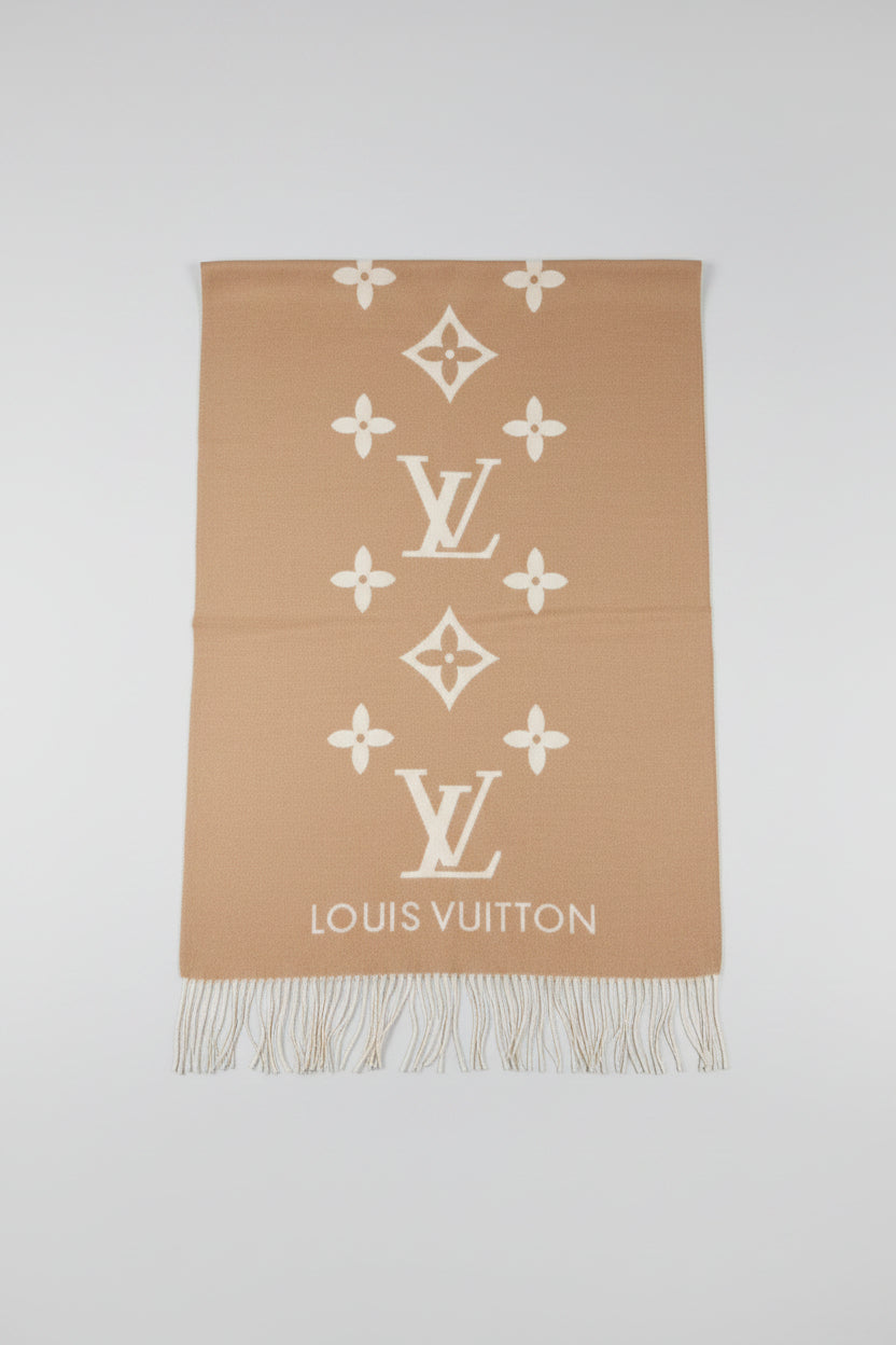 Monogram Luxury Blend Scarf Light Brown