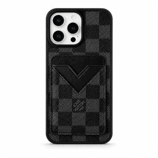 Luxe Checkered Phone Case with Card Holder