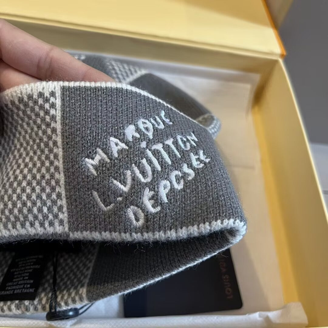 Damier Check Beanie Black Grey