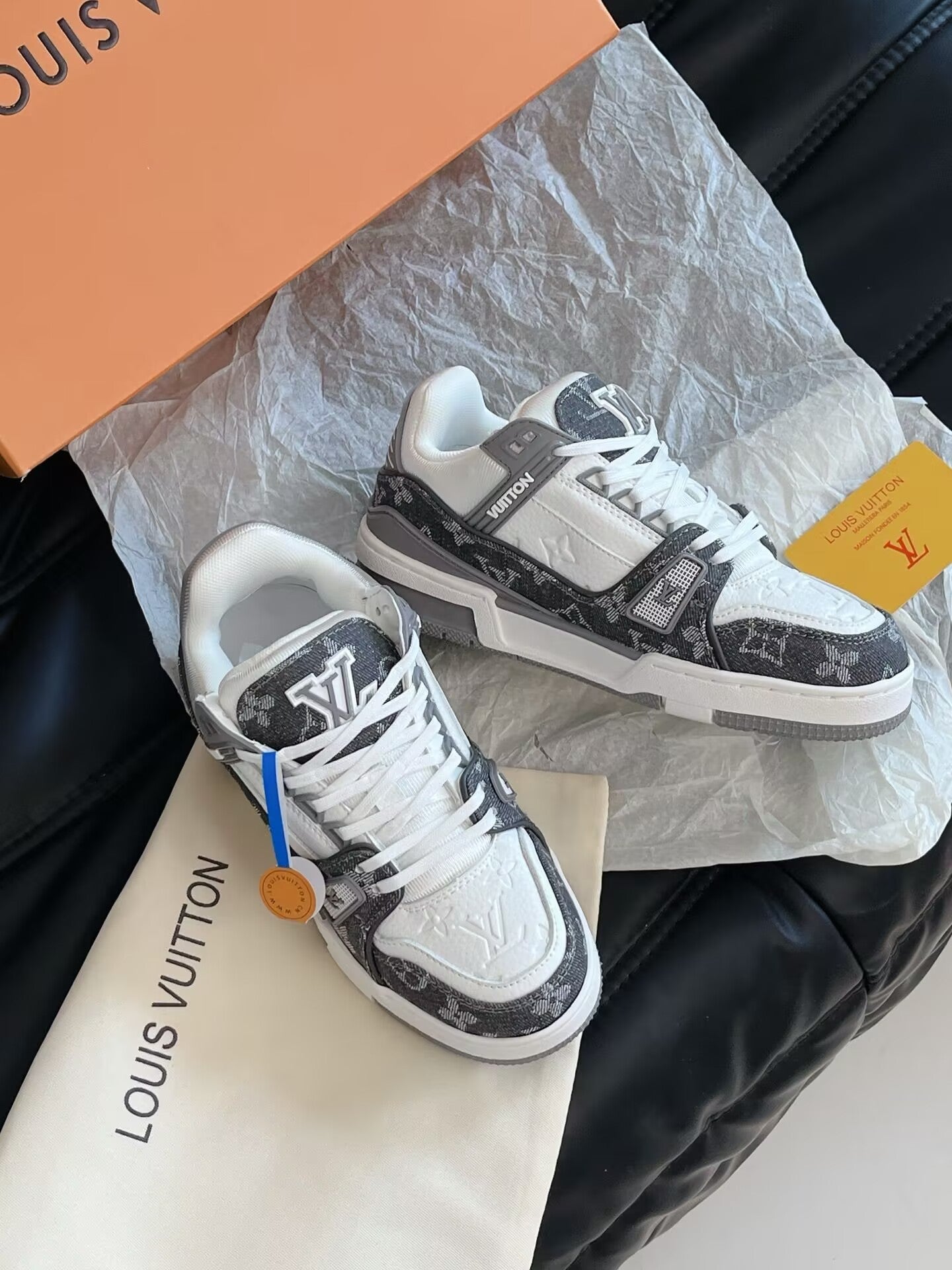 Monogram Denim Skate Sneakers – Grey