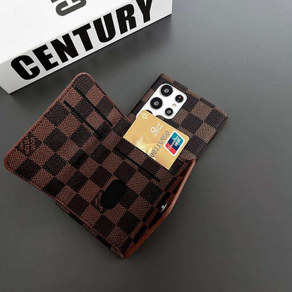 Luxury Check Design Phone Case with Card Holder