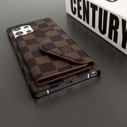 Luxury Check Design Phone Case with Card Holder
