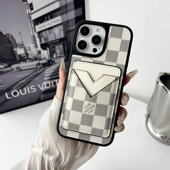 Luxe Checkered Phone Case with Card Holder
