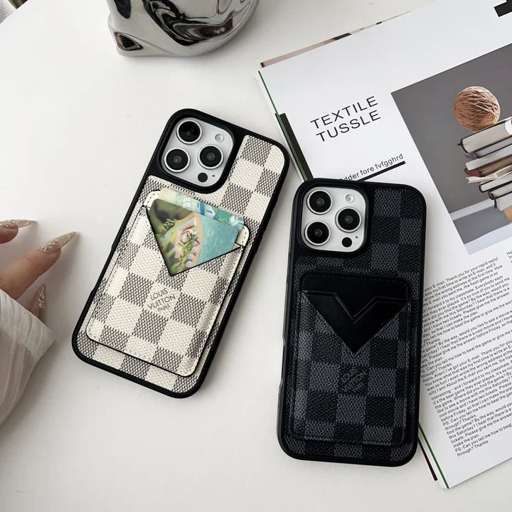 Luxe Checkered Phone Case with Card Holder