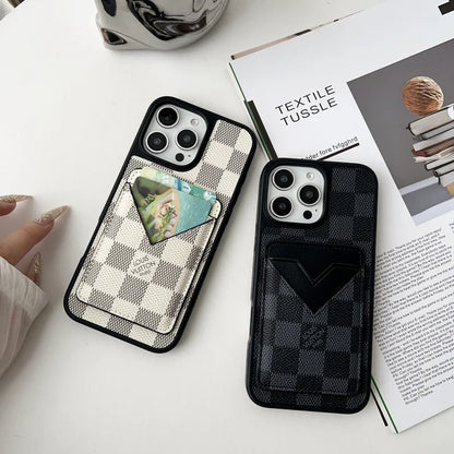 Luxe Checkered Phone Case with Card Holder