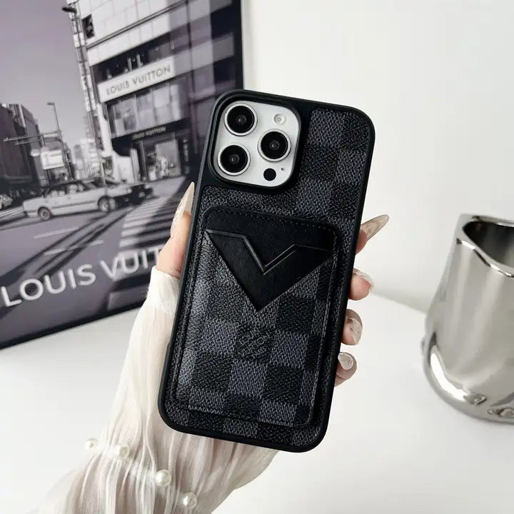 Luxe Checkered Phone Case with Card Holder