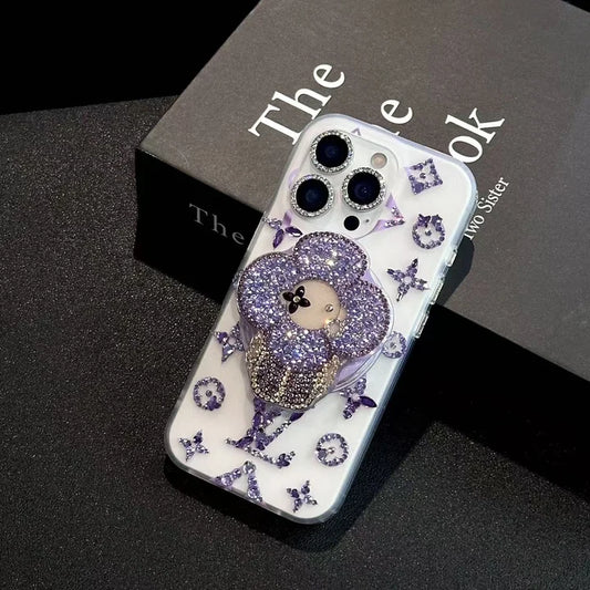 Purple Sparkles MagSafe Sunflower iPhone Case
